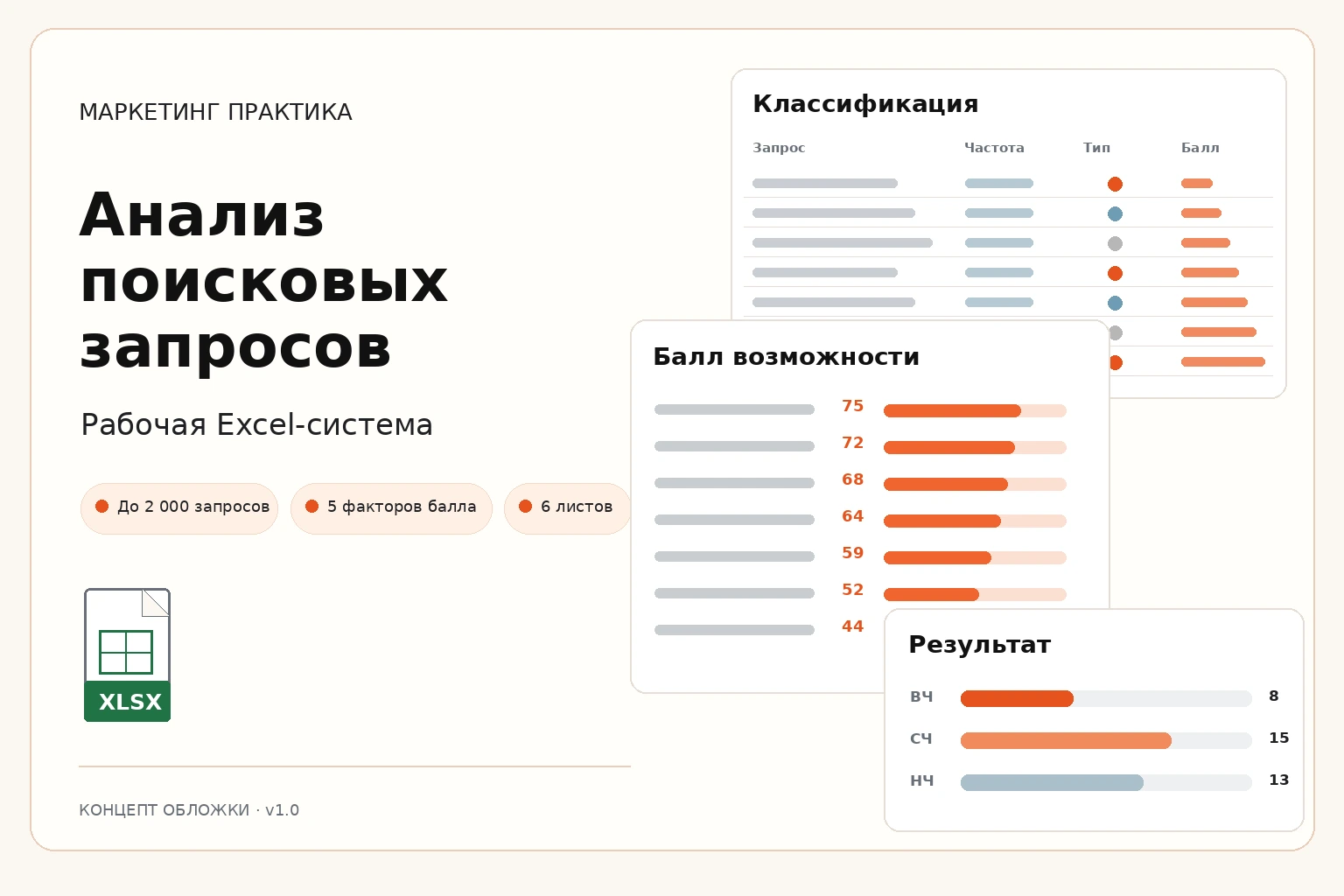 Обложка Excel-системы «Анализ поисковых запросов»